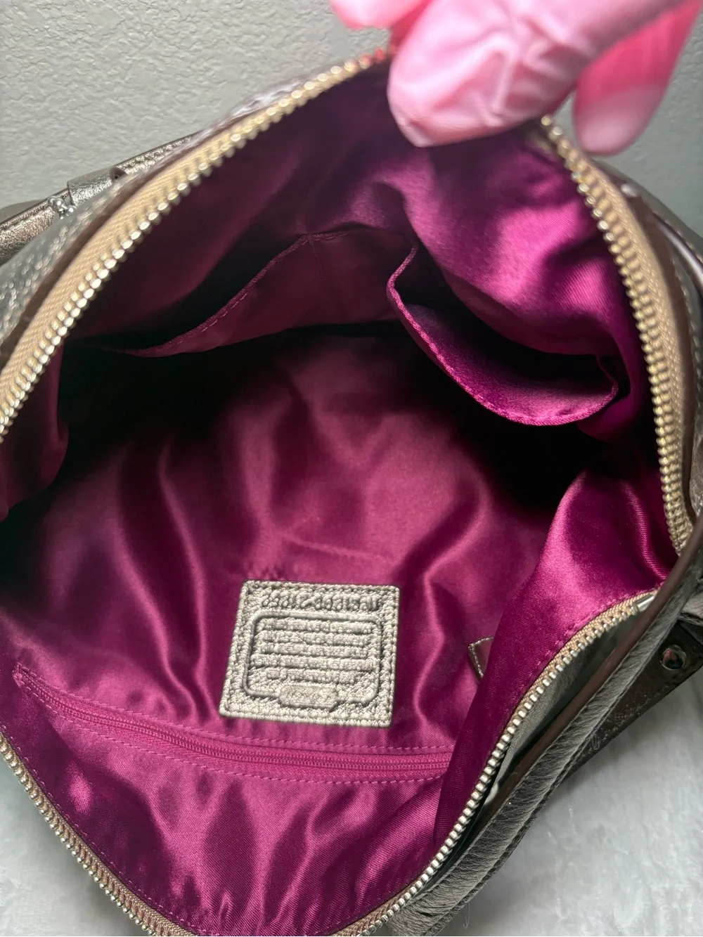 🩶 Coach Metallic Silver Satchel Handbag with Crossbody Strap G1293-21252